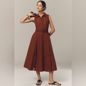 NEW En Saison Megumi Linen Blend Sleeveless
Midi Shirt Dress size Medium